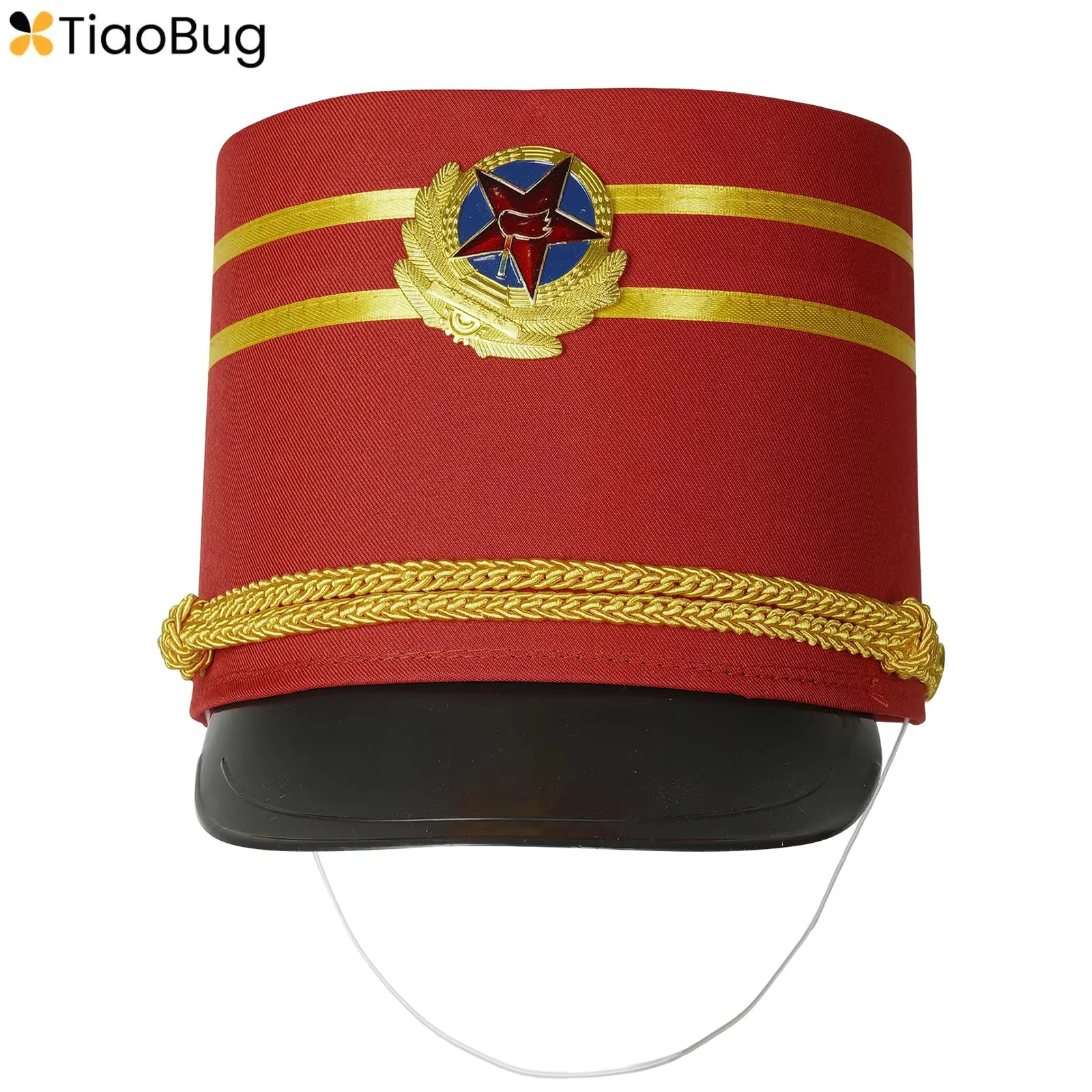 

Halloween Drum Band Top Hat Children School Theme Party Cosplay Cap Contrast Color Royal Soldier Hat Stage Performance Accessory