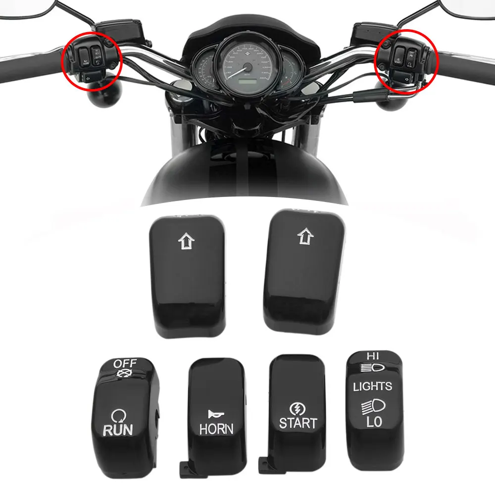 

Motorcycle Gloss Black Switch Caps Compatible With Harley Dyna Road King Sportster V-Rod Street Rod Night Rod Models 1996-2017