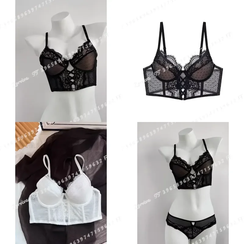 Luxury Fishbone Lace Bra Set for Small Chest Anti Sag Soft Underwire Push Up Side Fat Tuck Enhancer Sexy G String Panty