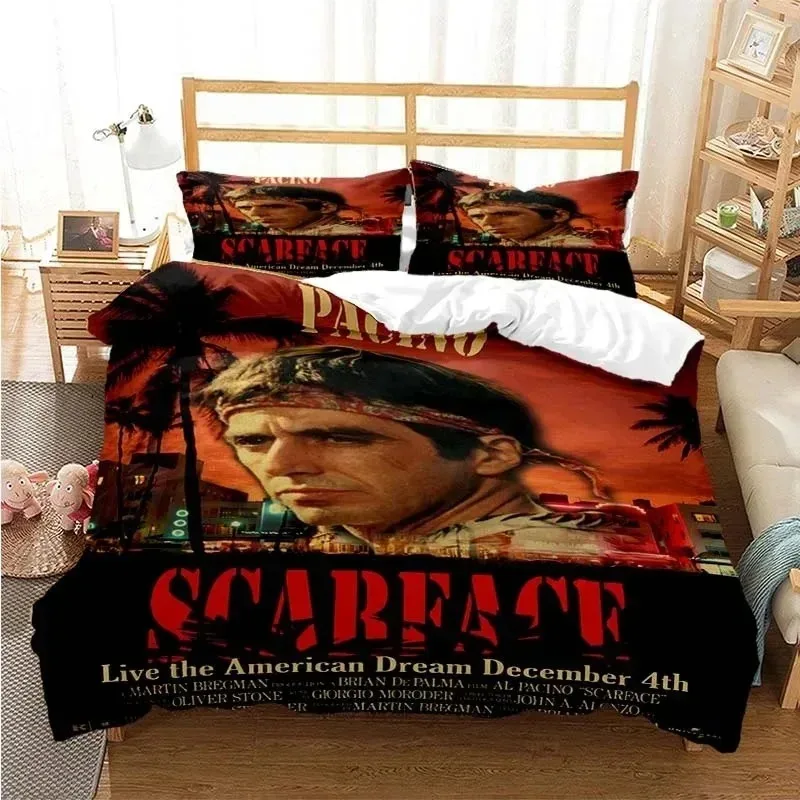 3D Print Tony Montana Scarfaces Bedding Set Boys Girls Twin Queen King Size Duvet Cover Pillowcase Bed boys Adult Bed Linen Set