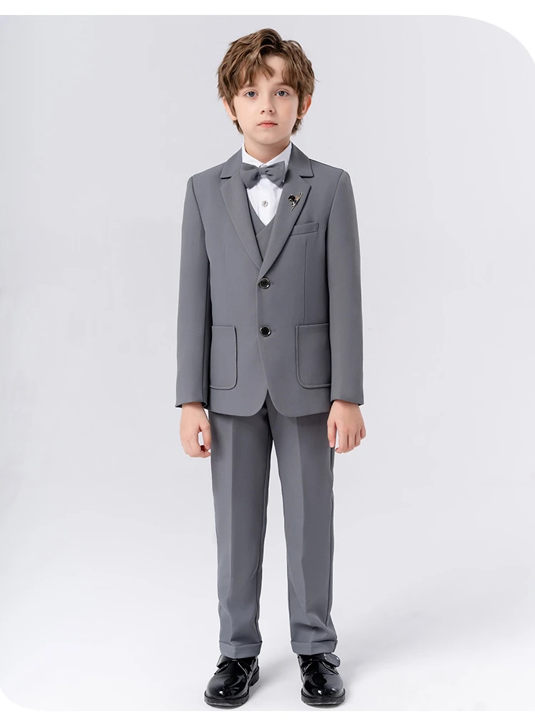 1-14Years Boys 3Pieces Formal Suits Set Kids Suit Jacket Vest Trousers Children's Wedding Birthday Party Pageboy Outfit