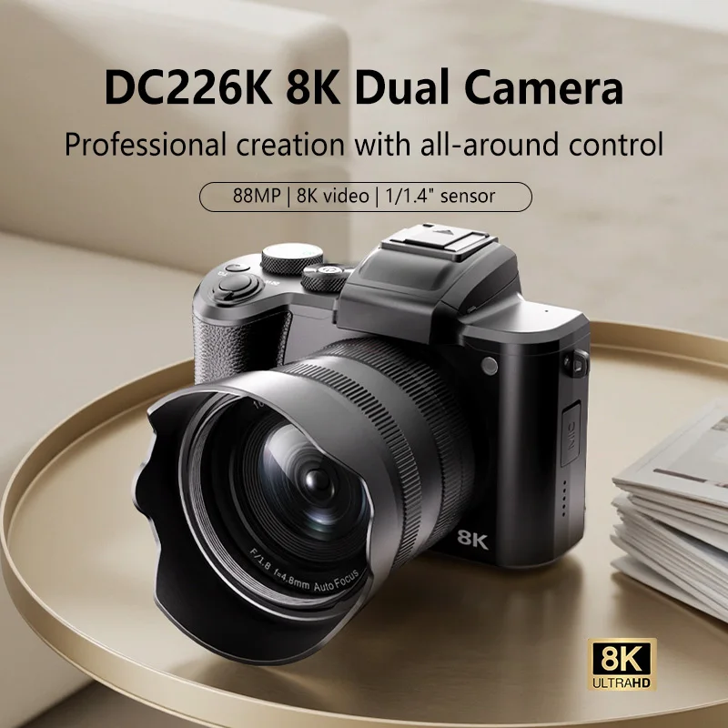 

Цифровые камеры 8K для профессиональной фотографии с автофокусом, 16-кратным зумом, двумя объективами и сенсорным экраном, камера для путешествий
