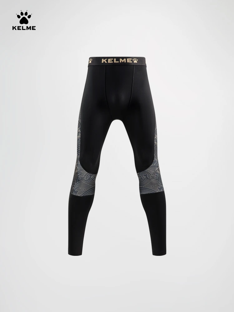 KELME Tights Men\'s 2024 New High Elastic Sports Running Bottom Fitness Pants Basketball Compression Fitnes