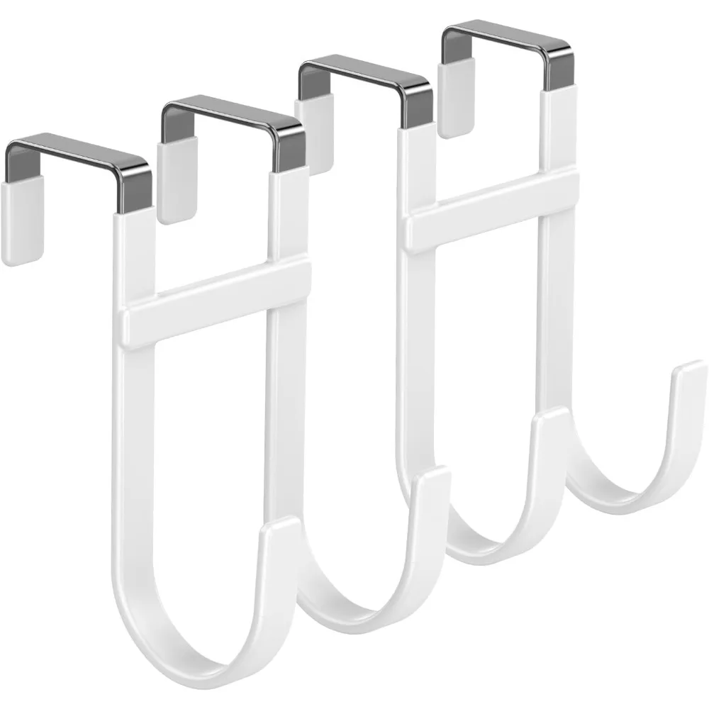

Over The Door Hooks - 2 Pack Heavy Duty Dual-Hook Organizer Hanger with Non-Slip Rubber for Towels, Clothes, Hats & Bags Use in