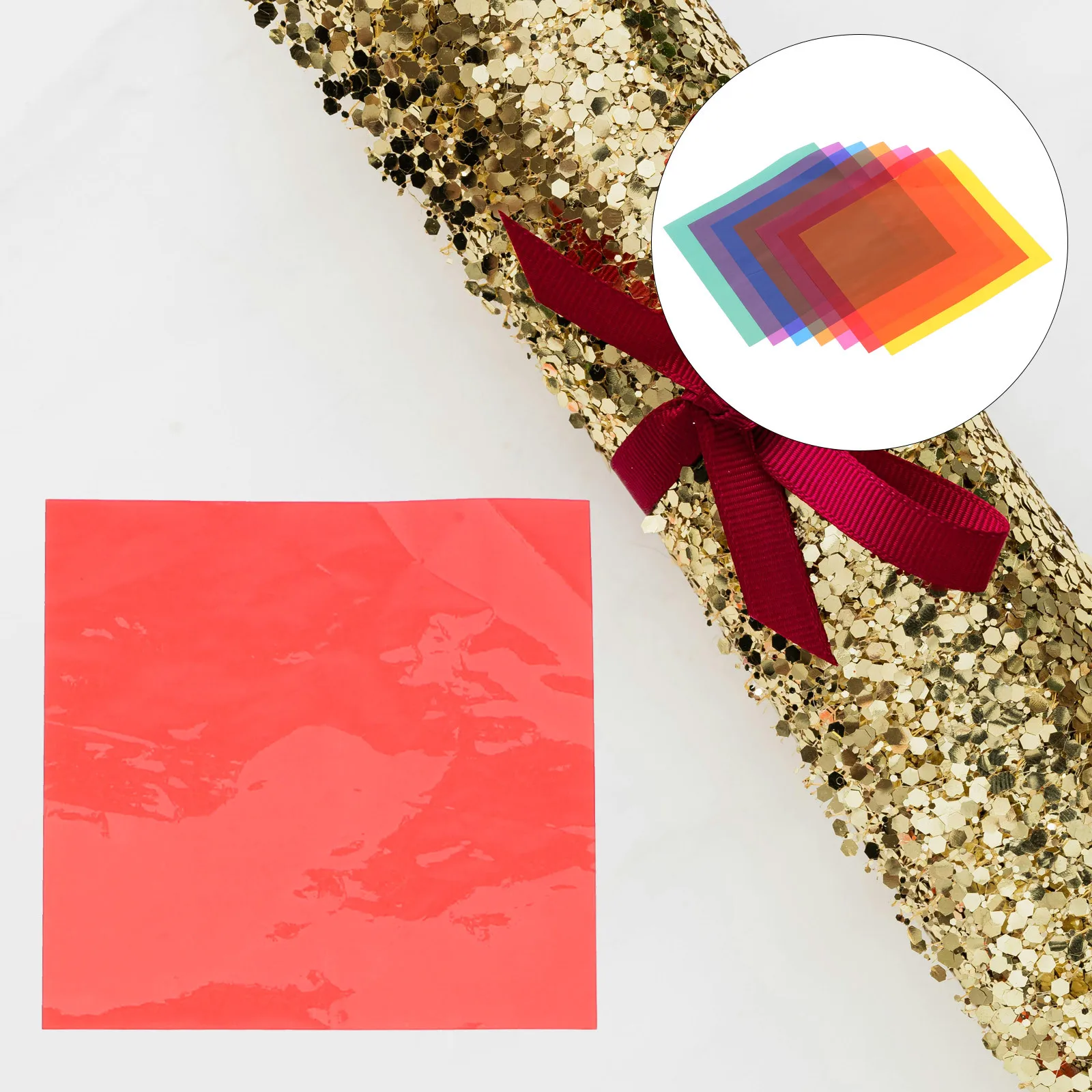 

28Pcs Transparent Color Cellophane Sheets Square Multicolor Art Materials for Handmade Paper Cutting Wrapping Film