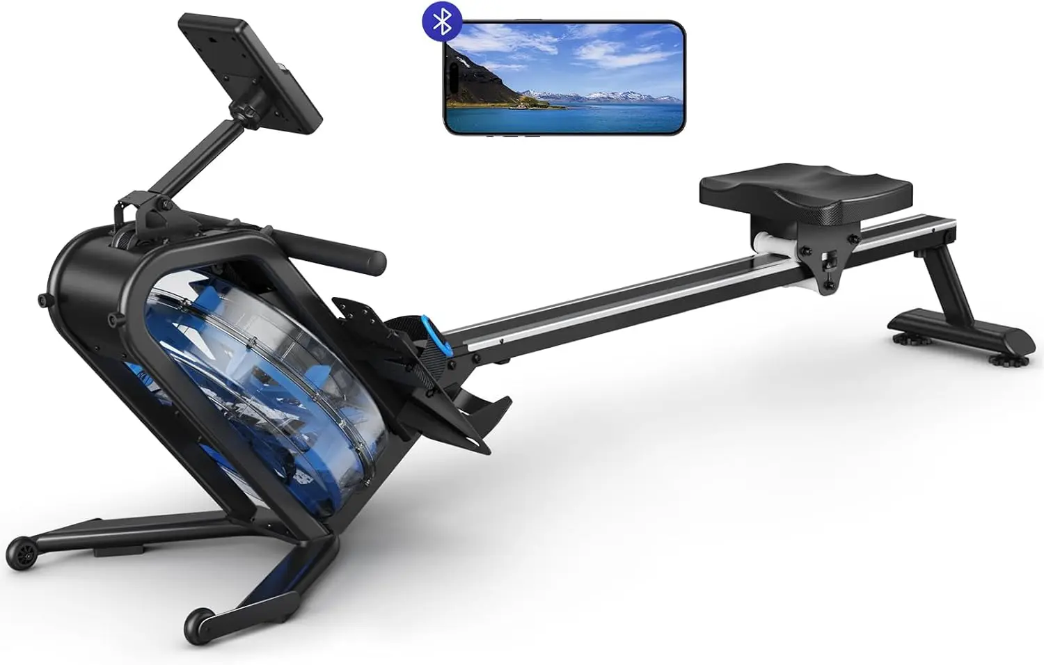 

45° Incline Enhanced Resistance, 15L Large Water Tank Rower Machine, Backlit Large Screen Monitor