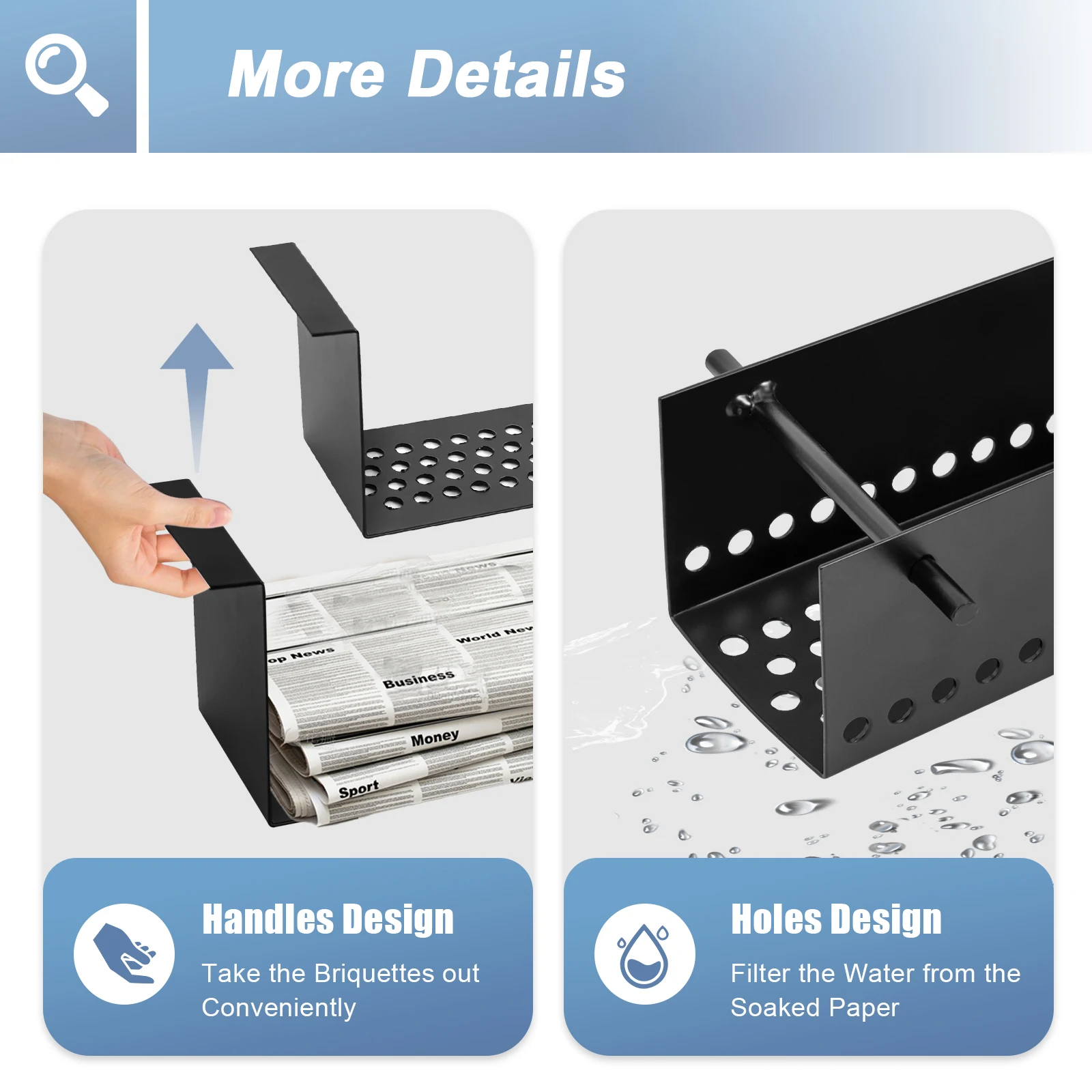 鉄製古紙ブリケットメーカー、省エネクロスレバー＆防錆、お手入れ簡単（取り外し可能）—家庭/オフィスに最適