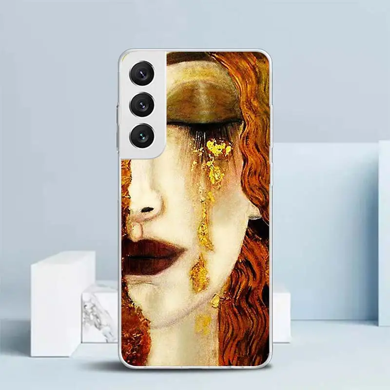 Kiss by Gustav Klimt Desig Soft Cover for Samsung Galaxy S23 S22 S21 Ultra S20 FE S10 Plus Print Phone Case S10E S9 S8 + Pattern