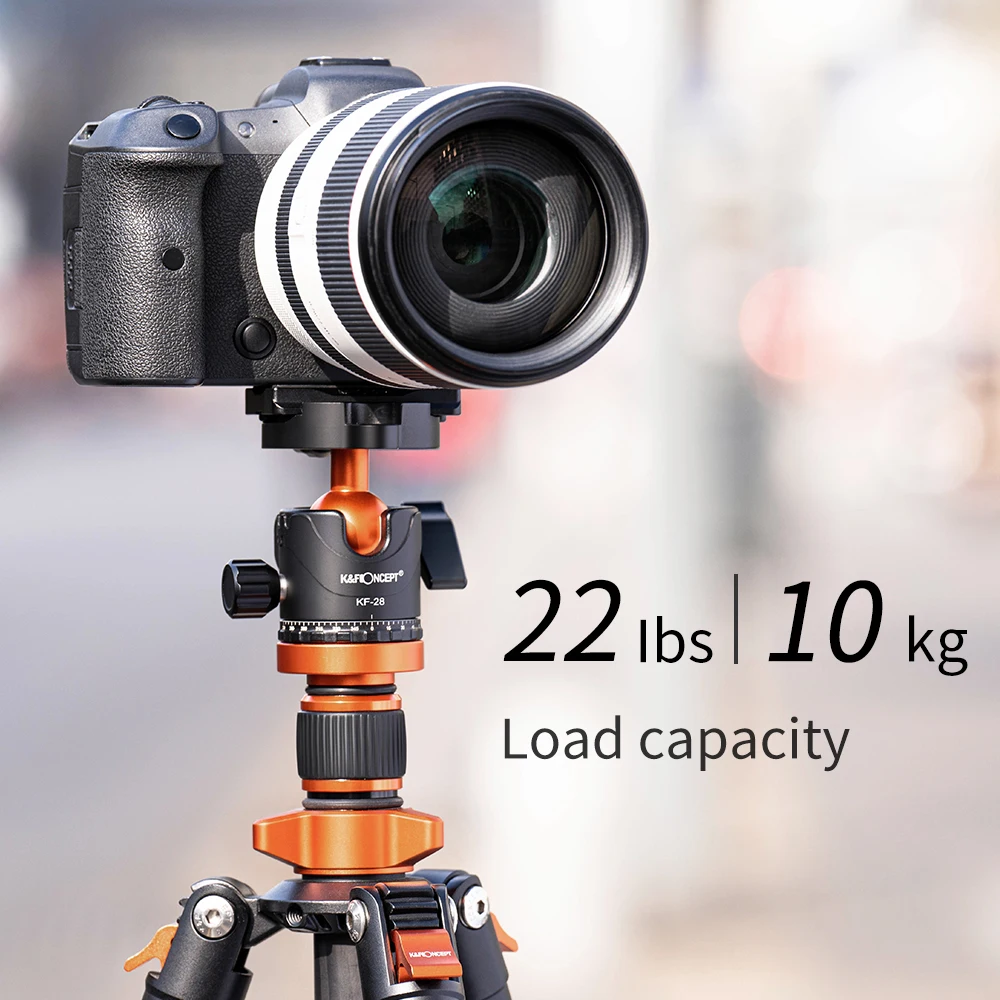 K&F Concept 62inch/160cm Portable Travel Tripod Carbon Fiber Tripod with Detachable Monopod Metal Ball Head Quick Release Plate