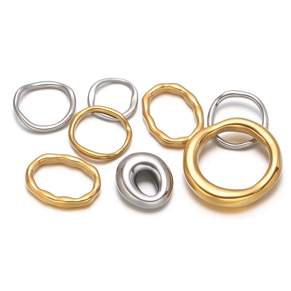 5 Stück Edelstahl-Anhänger in unregelmäßiger ovaler Form für DIY-Schmuckherstellung, Ohrringe, Armbänder und Schmuckzubehör – Detail 1