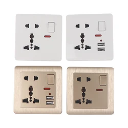 1pcs UK Standard USB Outlet,Dual USB Charger Port Global Universal 13A Electrical Socket Switch Control USB Wall Power Socket