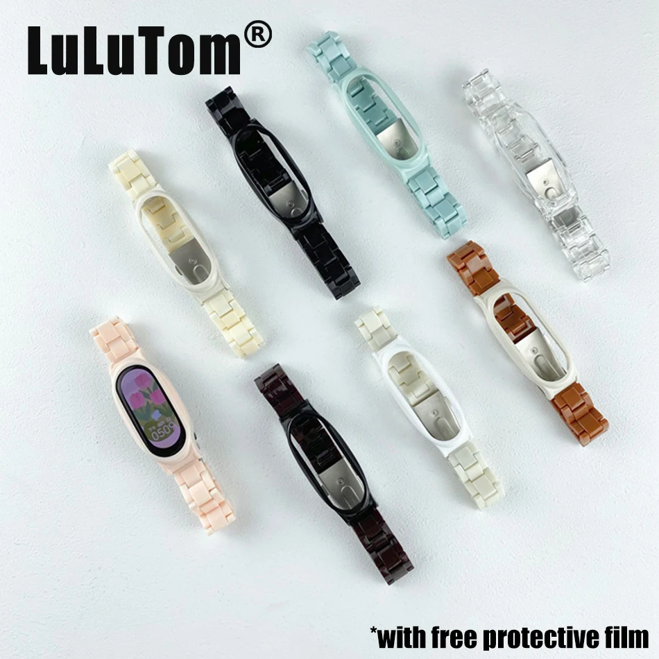 Strap For Xiaomi Mi Band 8 7 Bracelet For Mi Band 5/6/4/3 Watch Band Solid Color INS Resin Acrylic Clear Smartwatch Accessories