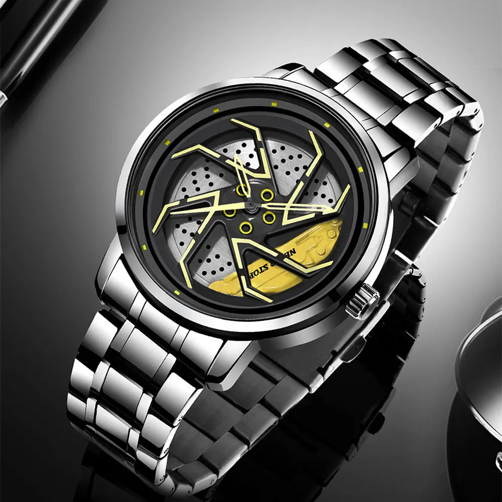 YAZOLE ساعات رجالية كوارتز ساعات المعصم فراغ تصفيح الدورية الهاتفي الهيكل العظمي الأيدي طالب ساعة موضة الساعات الرياضية