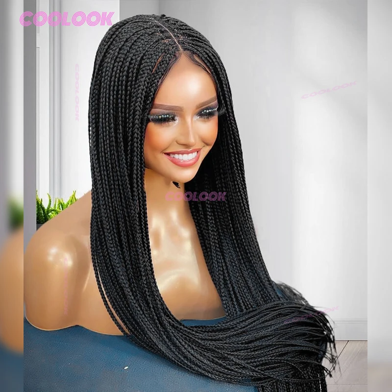 

Парик из натуральных косичек без узлов, синтетические плетеные парики для чернокожих женщин, 36 дюймов, косички, твист-косичка, плетеные парики