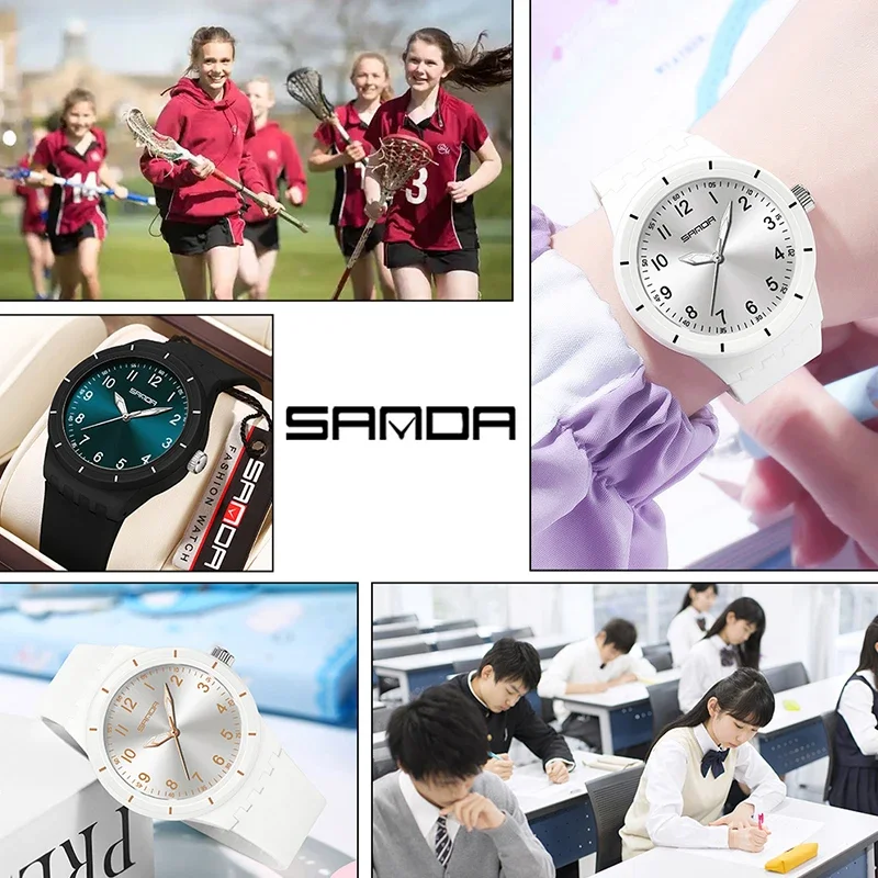 SANDA مقاوم للماء 50 متر موضة جديدة للرجال ساعات رياضية للجنسين ساعة كوارتز بسيطة ضوء الليل الذكور الإناث طالب ساعة كوارتز