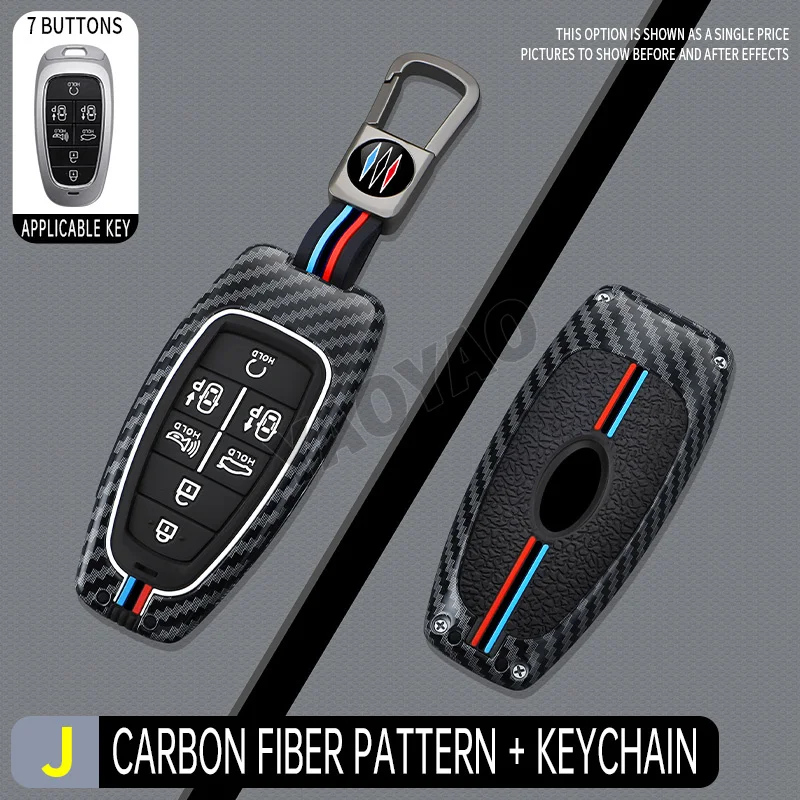 

2025 Zinc Alloy Carbon Fiber Car Key Case For Hyundai Tucson Solaris Sonata Hybrid NEXO NX4 Santafe dn8