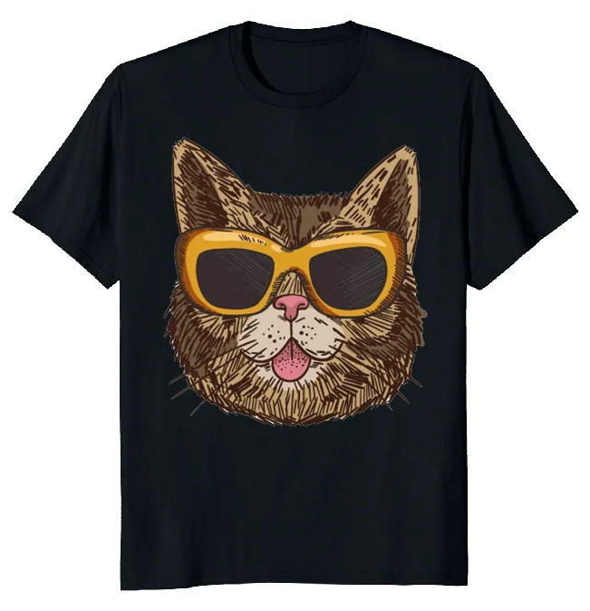 NEW LIMITED Cat Face With Funky Glasses Funny Novelty Tee M-3XL Fast Shipping