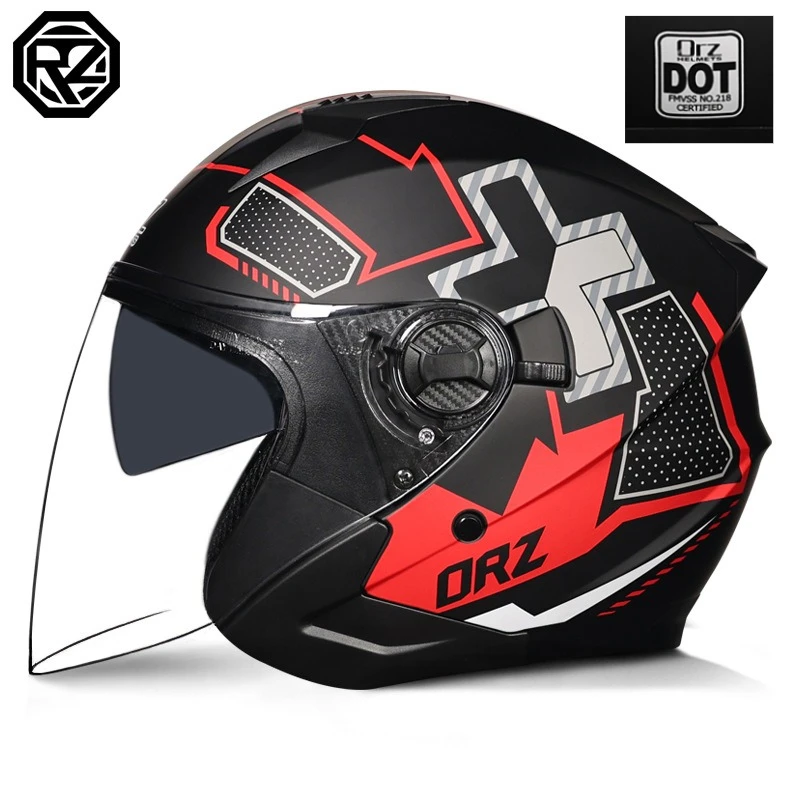 orz-dot認証ヘルメット-オートバイ-バイク-デュアルレンズ-夏-冬用-オープンフェイスヘルメット-モト-カパセテ-パラ-モトシクレタ-カスコ