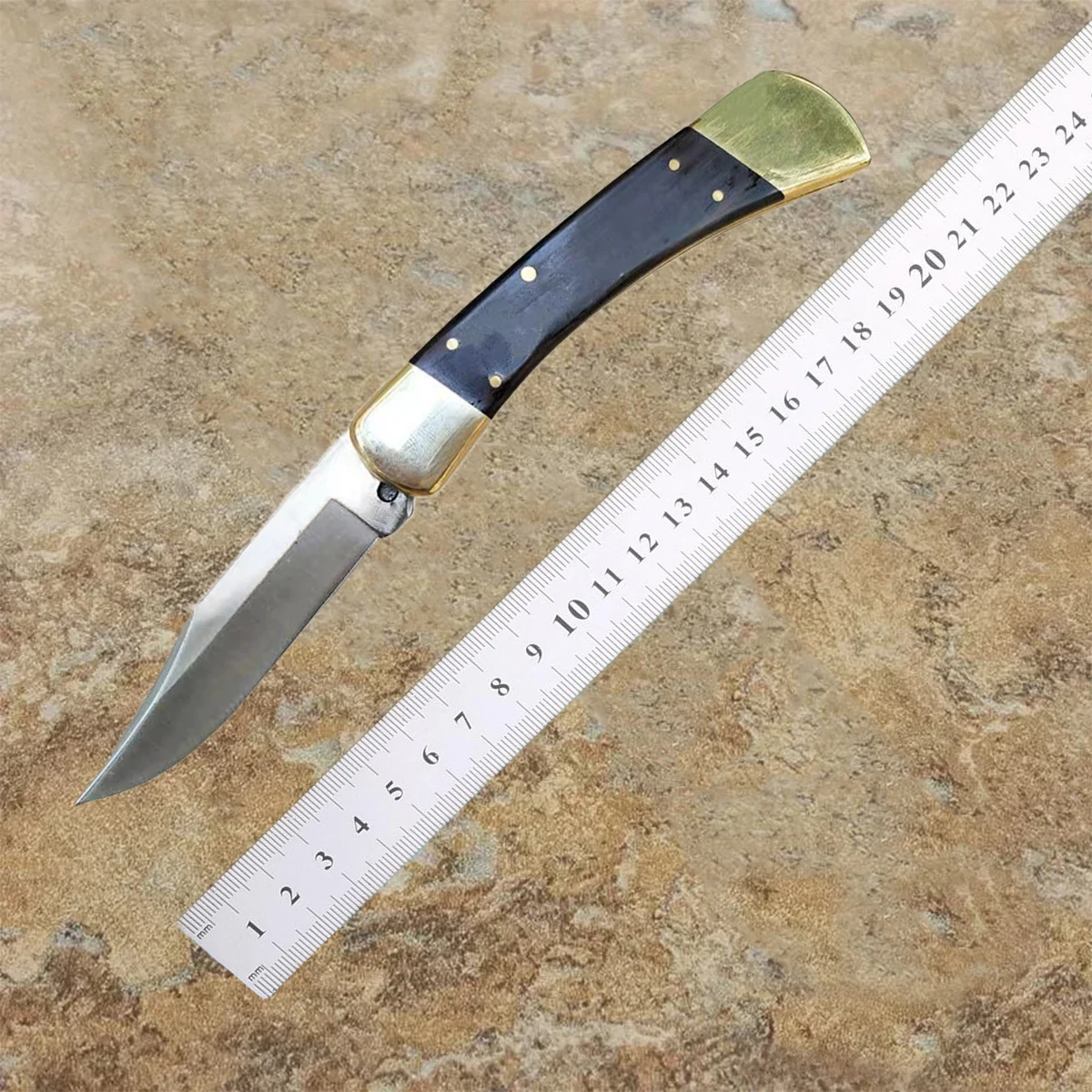 

BK110 112 Pocket Folding Knife 440C Blade Single Action Brass+Wood Handle Tactical EDC Tool Knifes Camping Hunting Gift Knives