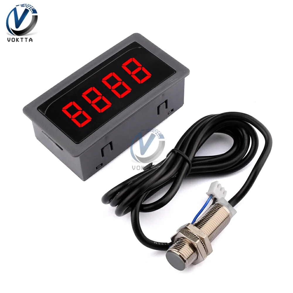 Contagiri con display a LED digitale 4 Contagiri DC 8-24V Contagiri ad alta precisione Misuratore di velocità con sensore Hall Interruttore NPN