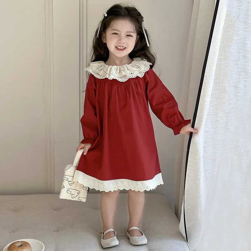Girls' Dress Spring and Autumn New Children's Foreign Spring Dress Long Sleeve Skirt Spring Girl Princess Dress Clothes