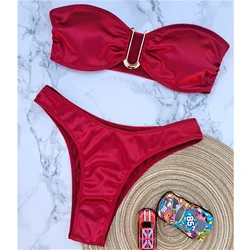 Strapless Push Up swimwear women Sexy bikini Sets 2024 Summer Fashion micro bikini women Low Waist maillots de bain femme