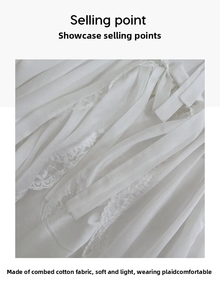 엘레 프리즌 슬레 레트로 페시 프린스 드 헤비 워크 모닝 로브 슬레 화이트 페어리 바이온 드 드