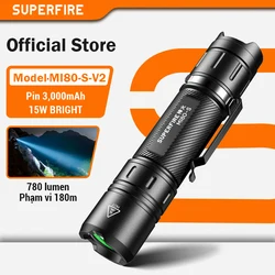 SUPERFIRE MI80-S 15 W EDC Helle LED-Taschenlampe 18650 Batterie 1100LM Taschenlampe Camping Angeln Laterne Beste Wahl Outdoor-Taschenlampe