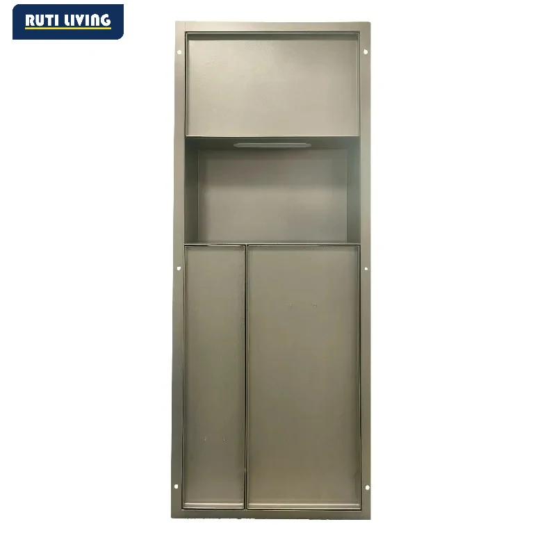 RUTI Concealed tiled toilet paper 304 Stainless Steel Bathroom Embedded Niche - Hidden Trash Can & Concealed Tissue Box Cabinet