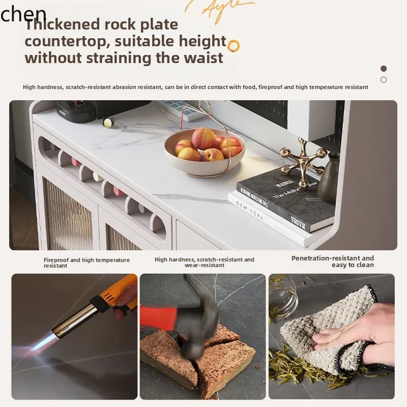 HXL الخشب الصلب الطعام الجانب بسيط خزانة الشاي لوح الصخور خزانة المطبخ المنزلية