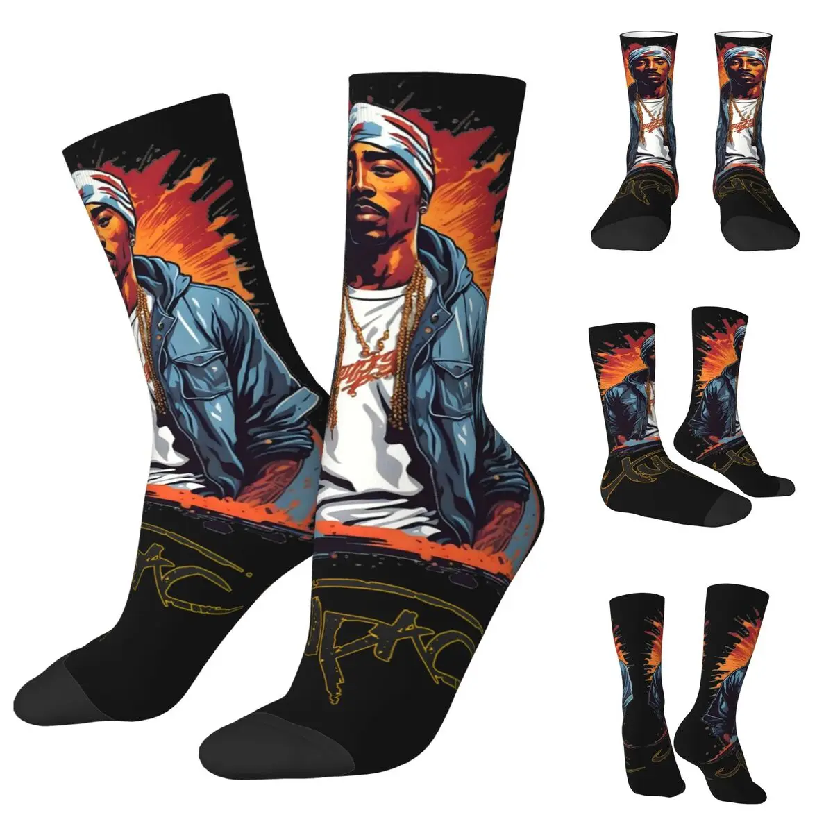 

Rapper Tupac cosy Unisex Socks,Running Happy 3D printing Socks,Street Style Crazy Sock