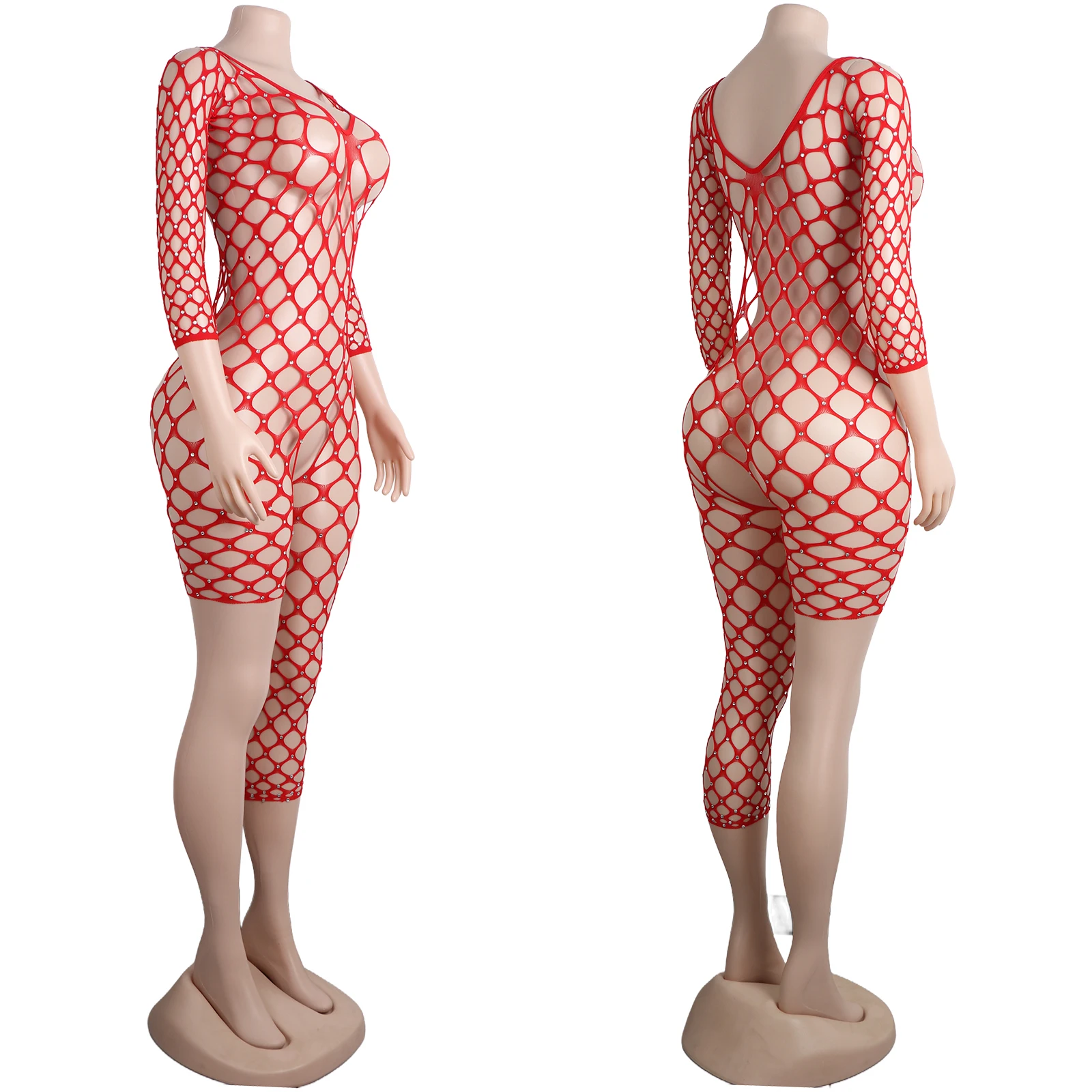 

Mesh Asymmetric Jumpsuit Rope Leggings Tightfit Adult Exotic Dancewear Rhinestone Performance Outfit Night Costume Wholesale