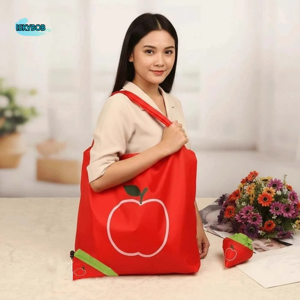 

5 pcs Cartoon Shopping Bag with Pendant Large Capacity Portable Eco-friendly Folding Pouch Polyester Mini