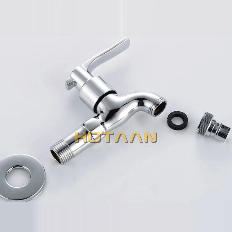 HOTAAN 12cm length Brass single cold water wall tap garden piscinas long washing machine water tap basin faucet bibcock