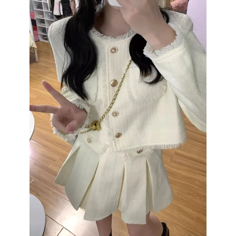 French Small Fragrant Style Jacket Skirt Set Autumn and Winter Rich Daughter Temperament Celebrity Small Top Two-piece Set Women
