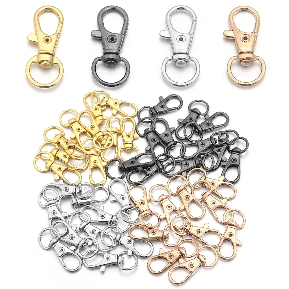 

10pcs/Lot Alloy Keychain Dog Chain Clasps With Ring Snap Hook Key Ring Swivel Connector for Jewelry Making Keychain Accessories