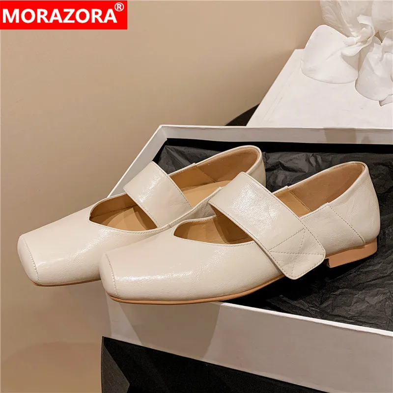 MORAZORA Size 34-43 New Genuine Leather Shoes Women Flats Mary Janes Ladies Flat Shoes Fashion Spring Summer Ladies Dress Shoes