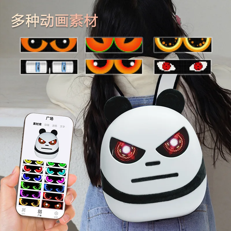 

Cartoon Panda Bag Led Backpack Multi-functional Leisure Personality Expression Trade Advertising Led Screen Student Backpacks