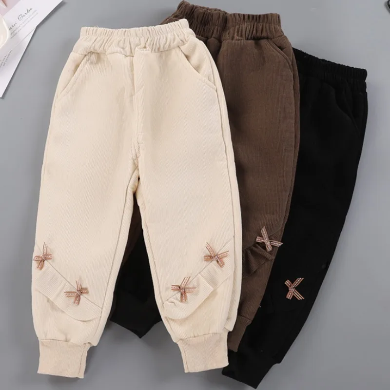 

Winter Kids Fleece Warm Sweatpants for Girls Solid Sporty Trousers Boys Ankle-Length Harem Pants 3+y Young Child Casual Clothing