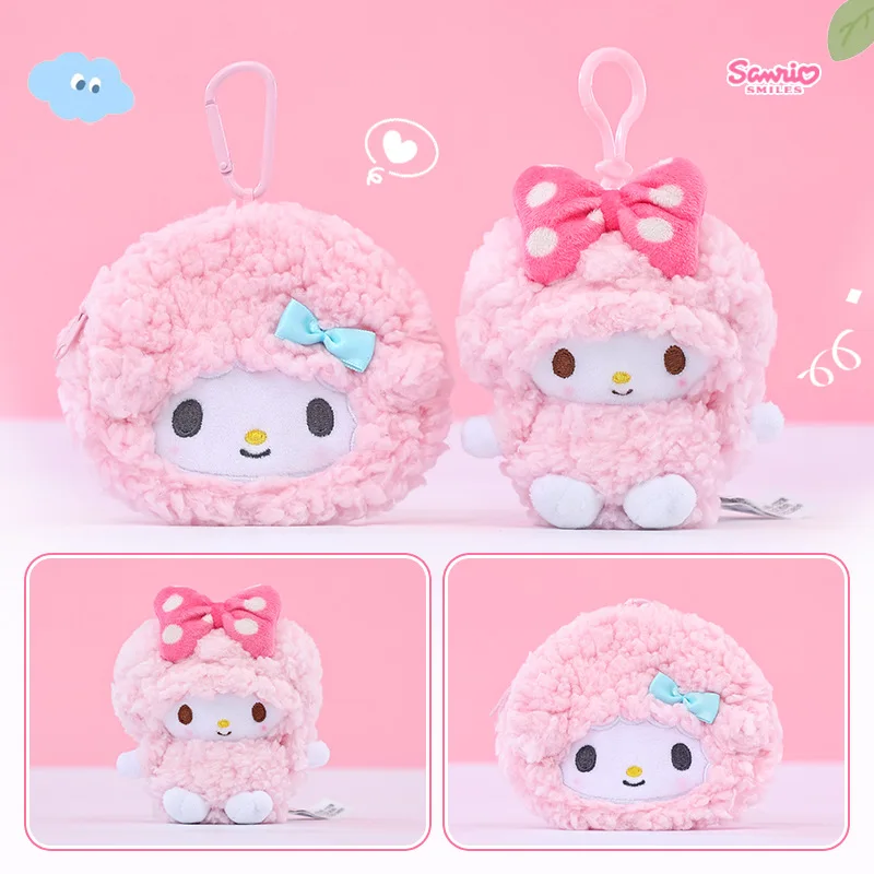 Genuine Sanrio Anime Kawaii Piano Keychain Stuffed Plush Toys Lamb Doll Pendant Pillow Ornaments Keyring Birthday Christmas Gift