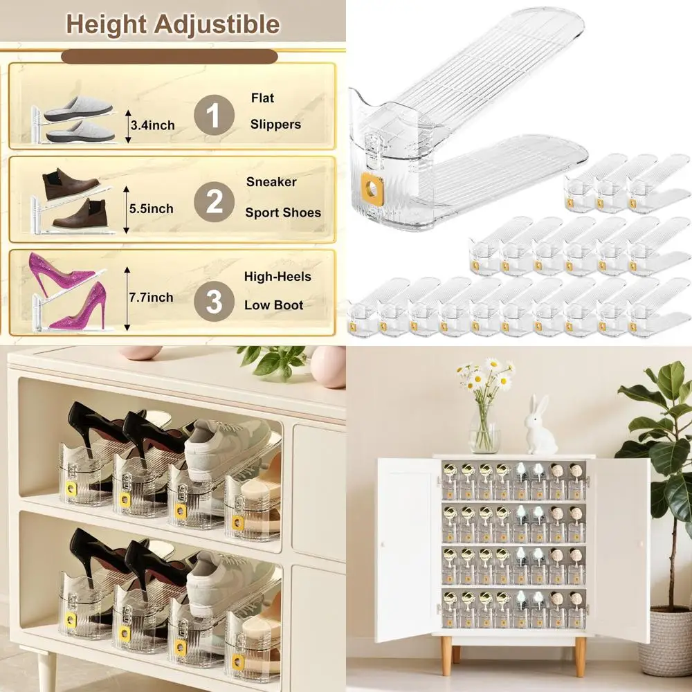 

20-Piece Adjustable Shoe Stackers for Closet Storage: Space-Saving Shoe Rack Organizers