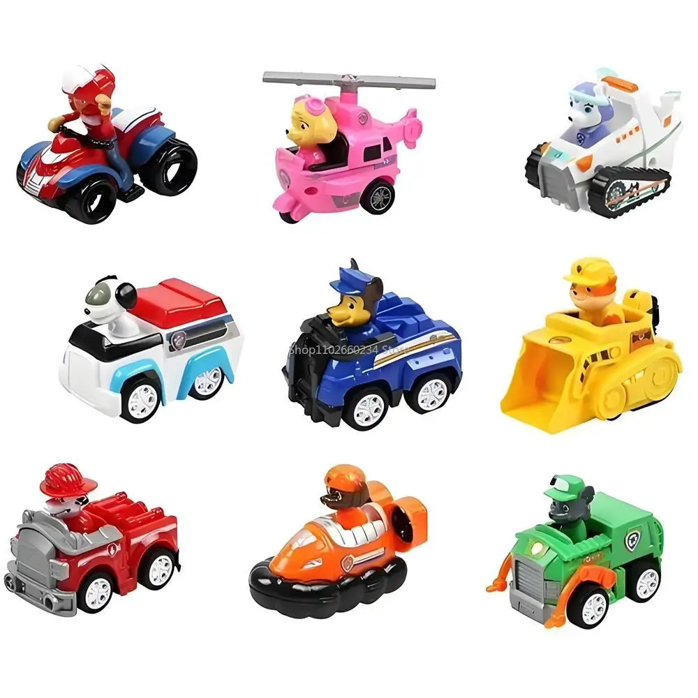 Paw Patrol Pull-Back-Autos Cartoon-Fahrzeug Chase Skye Marshall Rubble Spielset Actionfiguren-Sammlung Modellspielzeug Geburtstagsgeschenk