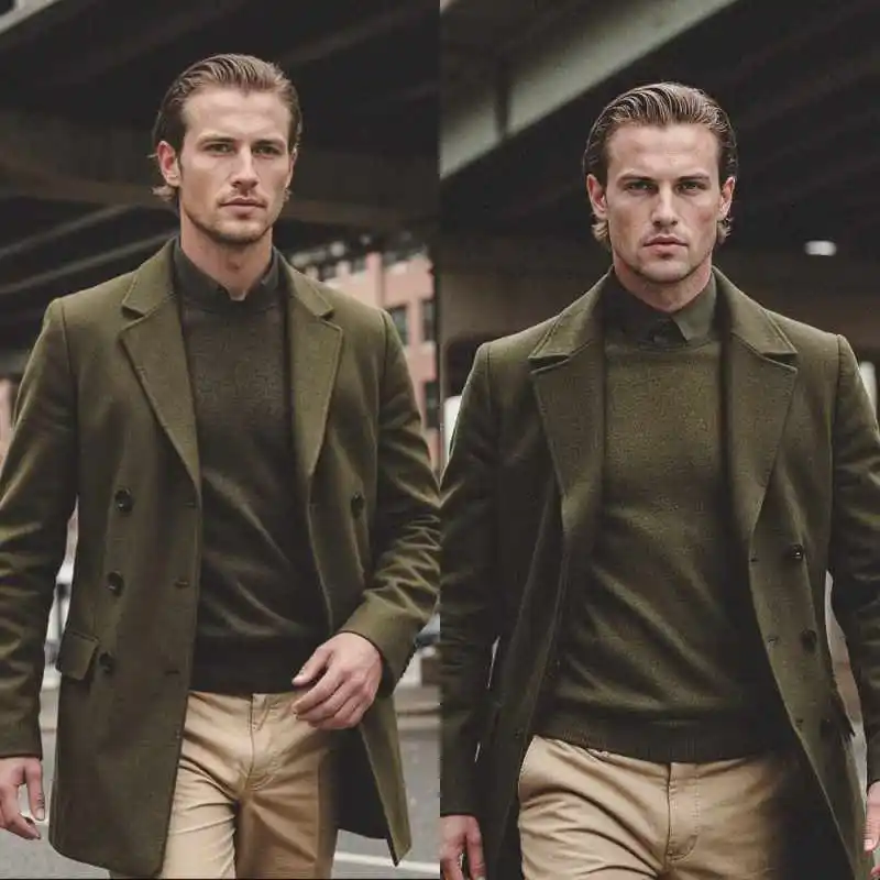 

Vintage Smart Casual Woolen Jacket Men's Thick Plus Double Breasted Long Coat Notched Lapel Customized Formal Warm Jacket