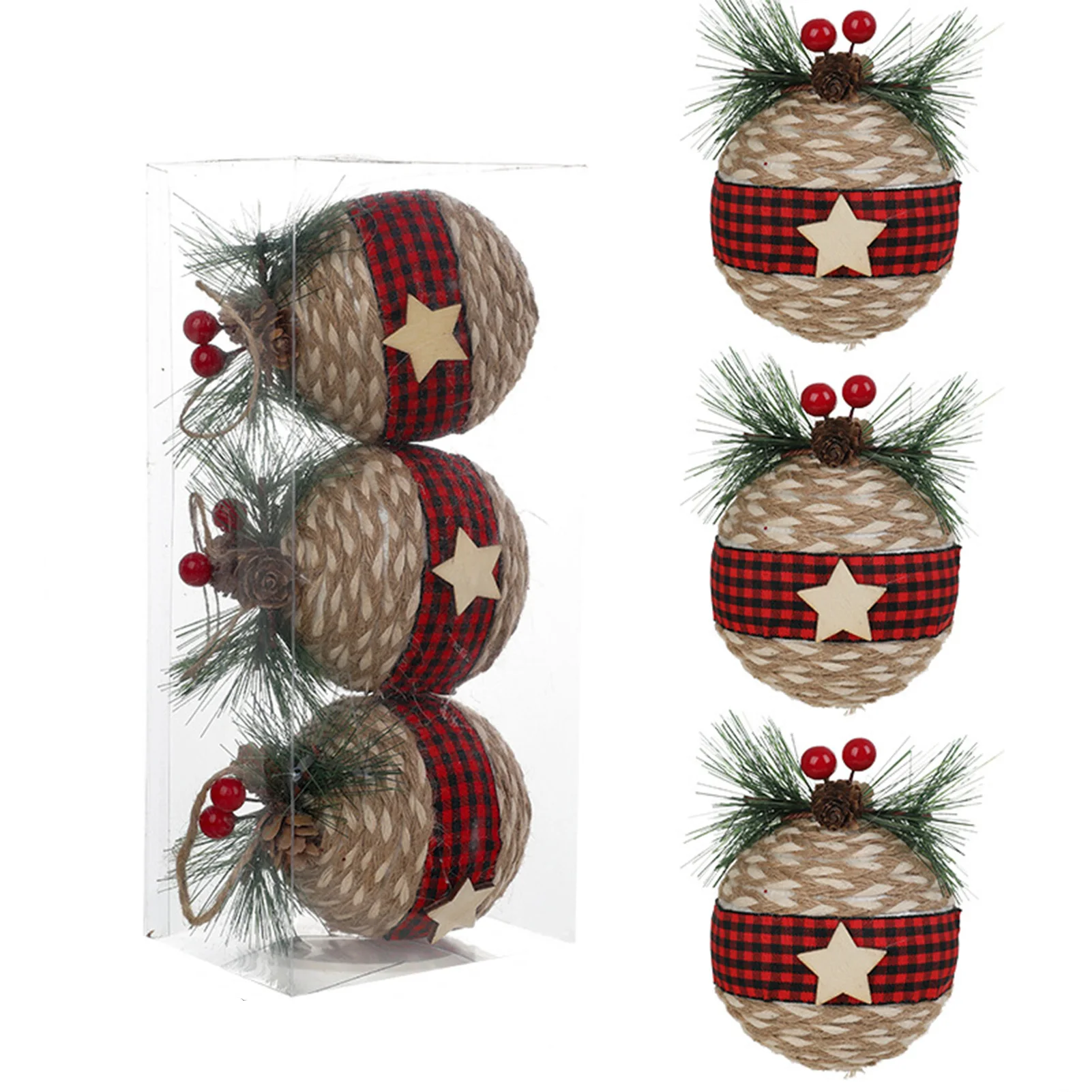 Juego de adornos de bolas de Navidad, relleno de espuma, decoraciones de ambiente festivo para decoración del hogar, fiesta de Navidad, 3 uds.