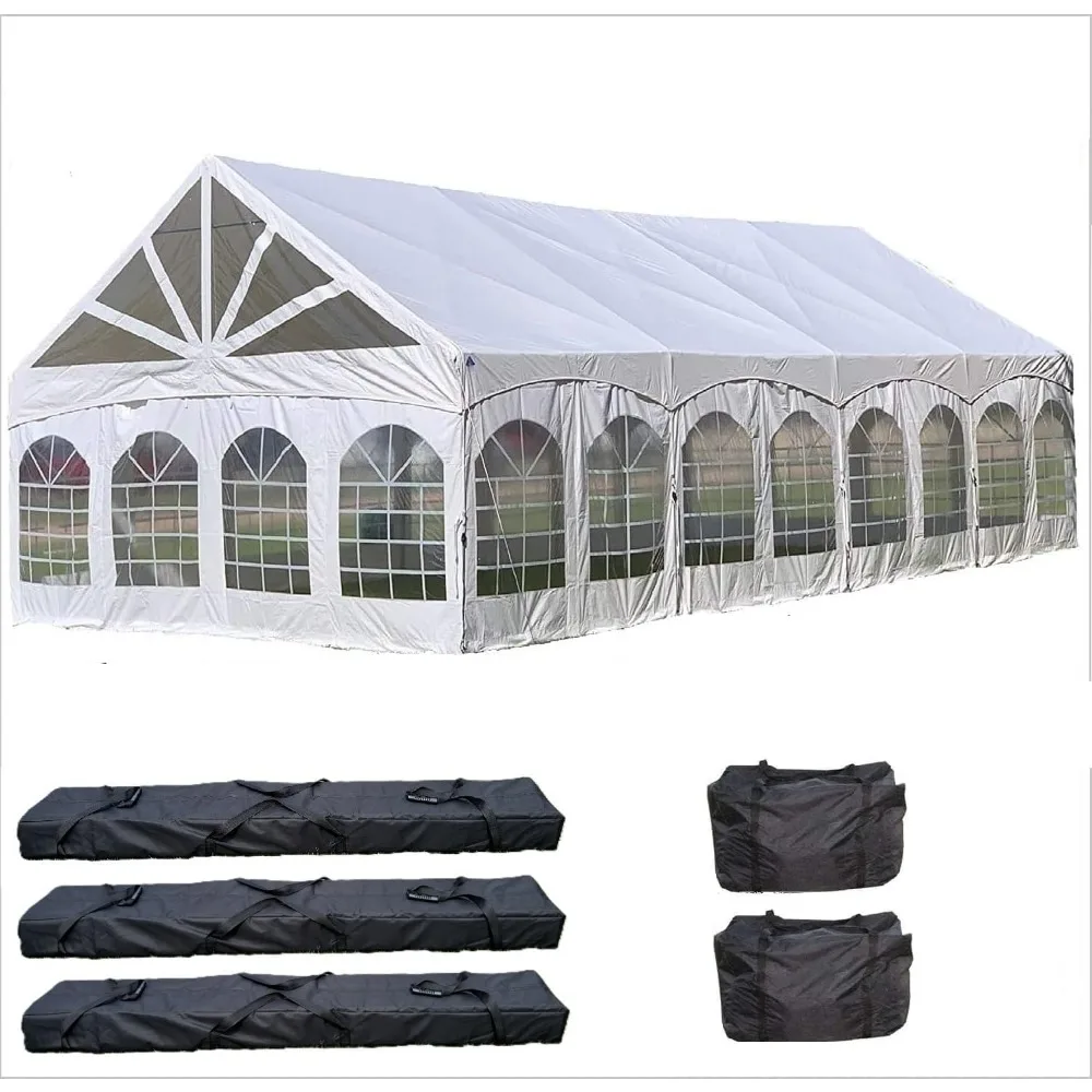 

40'x20' PE Party Tent, Heavy Duty Canopy, Outdoor Event Tent with Waterproof Canopy + 5 Storage Bags