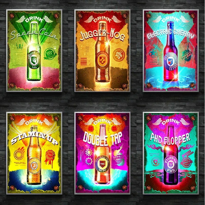 1pc frameless Nordic Fashion Art Canvas Painting Abstract Beer Bottle Color Poster Bar Living Room Corridor Home Decoration Wall