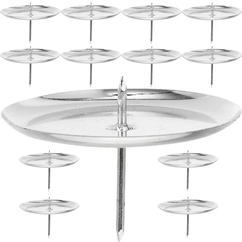 20pcs Metal Candle Holders Candle Rack Candlestick Tray Fixator Candle Fixing Holder Party Candle Stand Base Desktop Decorative