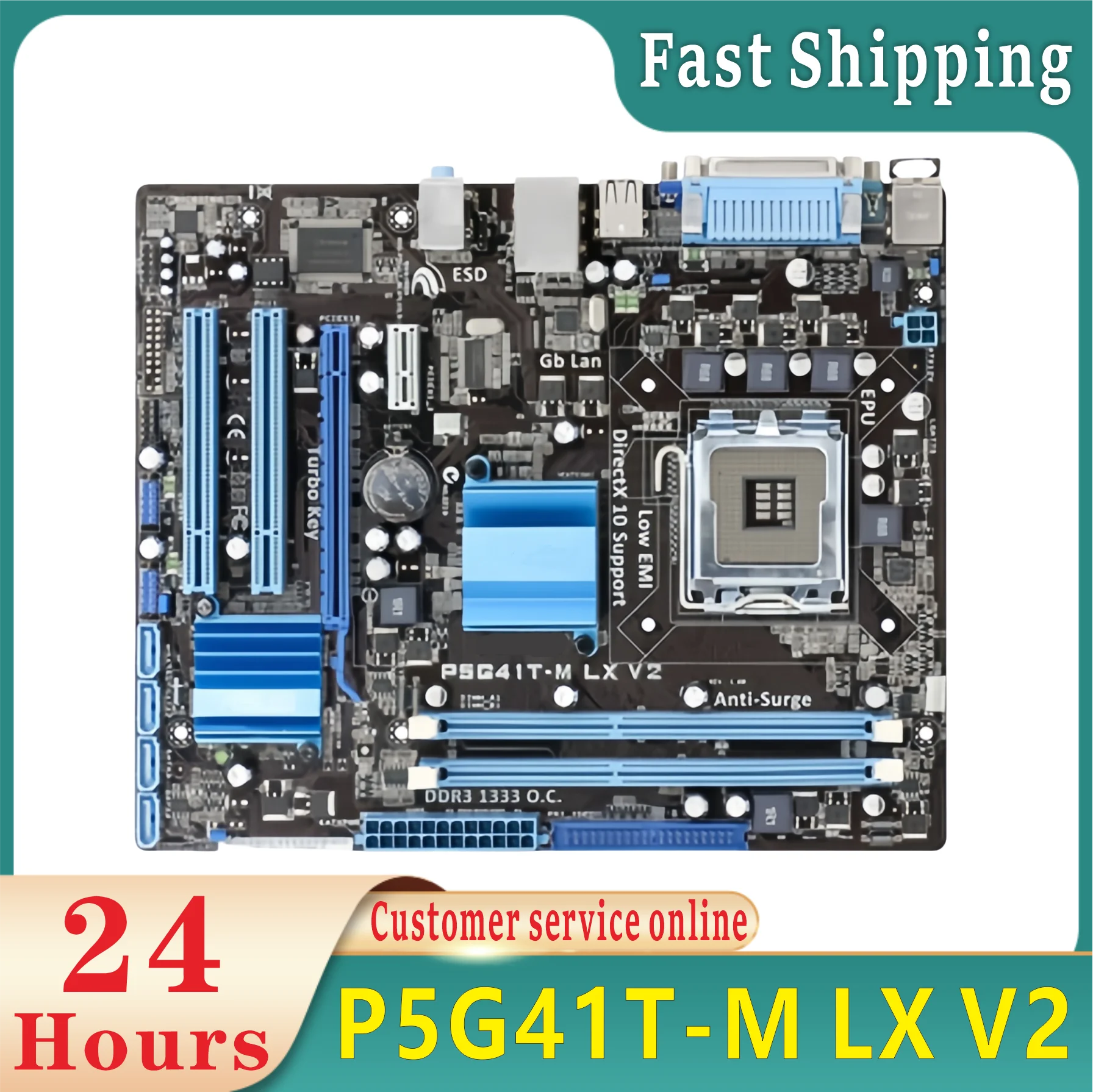 P5G41T-M-LX V2 Motherboard Intel G41 LGA 775 Micro ATX VGA DDR3 1333 8GB SATA2 IDE USB2.0