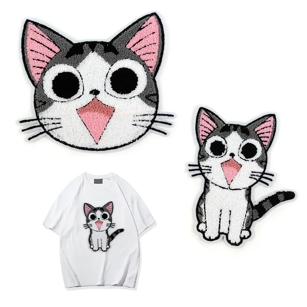 Fashion Cat Creative Stickers Personalized Decorative Embroidery Large Cat Embroidery Patch DIY Clothes Cowboy Hole Patch