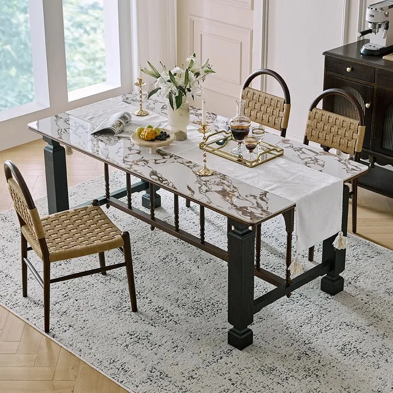 

slab rectangular dining table, small apartment anti-scalding and high temperature resistance, easy to scrub rock slab table